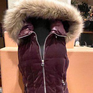 Ladies Marc New York Burgundy Puffer Vest w/ Hood- Sz. M